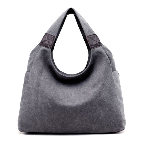 Solid Totes Women Bag Canvas Zipper Handbag